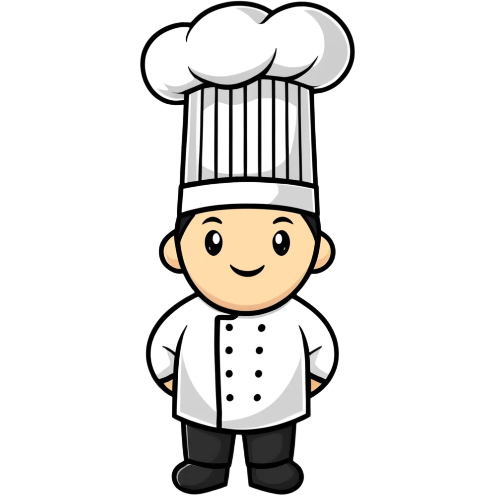 A traditional white chef's hat, tall and puffed, symbolizing culinary expertise emoji