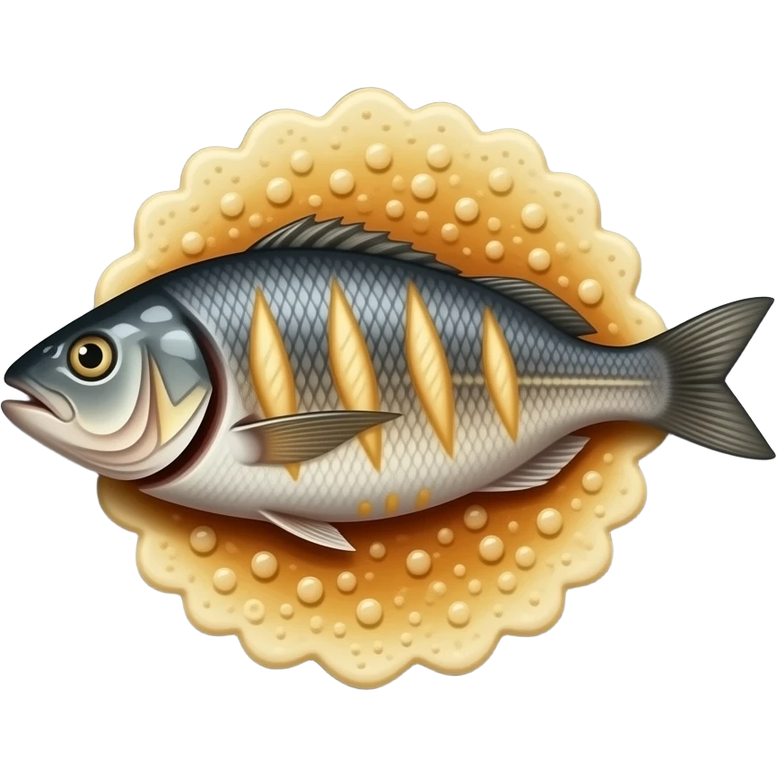 cooked fish on top of a plate, nothing else emoji