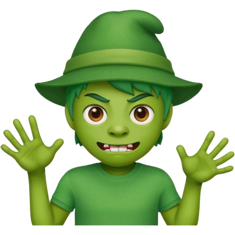 monster with green hat and t shirt emoji