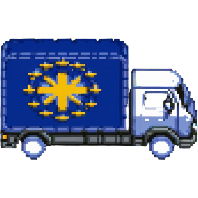 cargo truck with European Union flag on the side emoji
