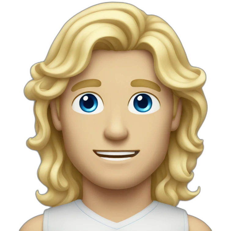 Long blond wavy hair man with blue eyes emoji