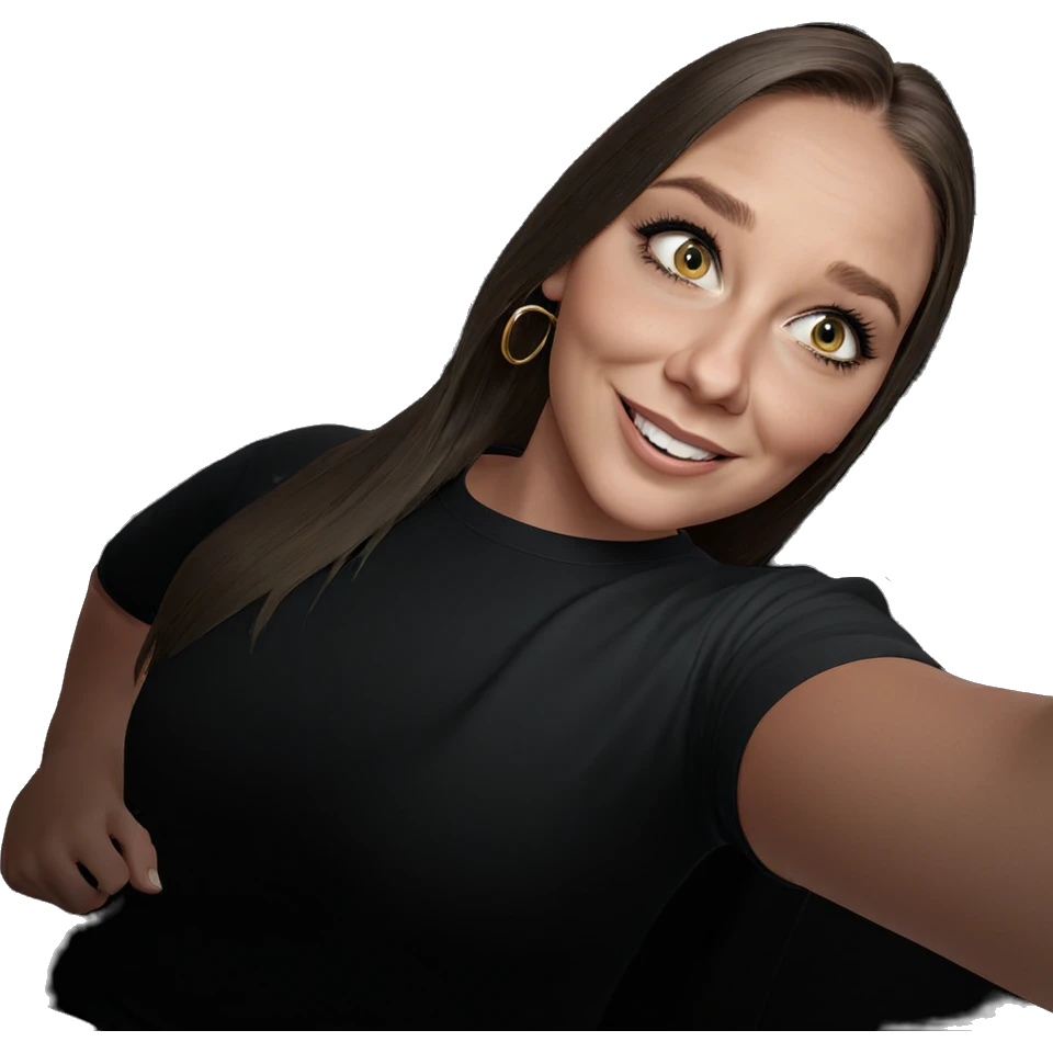 smiling girl in car selfie emoji