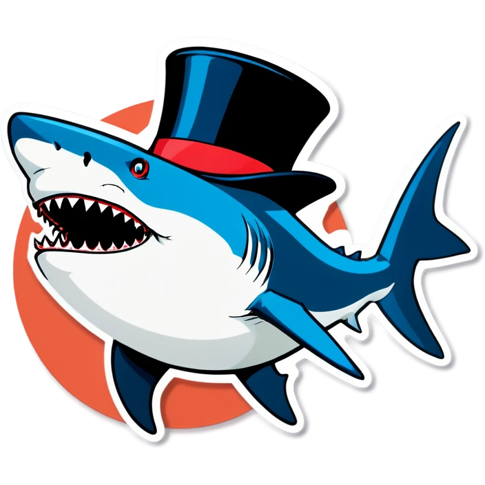 Shark with a top hat emoji