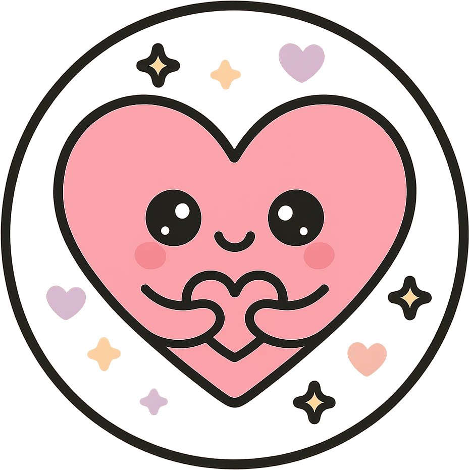 little alchemy style icon
subject: love
border: medium-black
shape: round, circular
background: white
style: full color fill with medium black outlining emoji