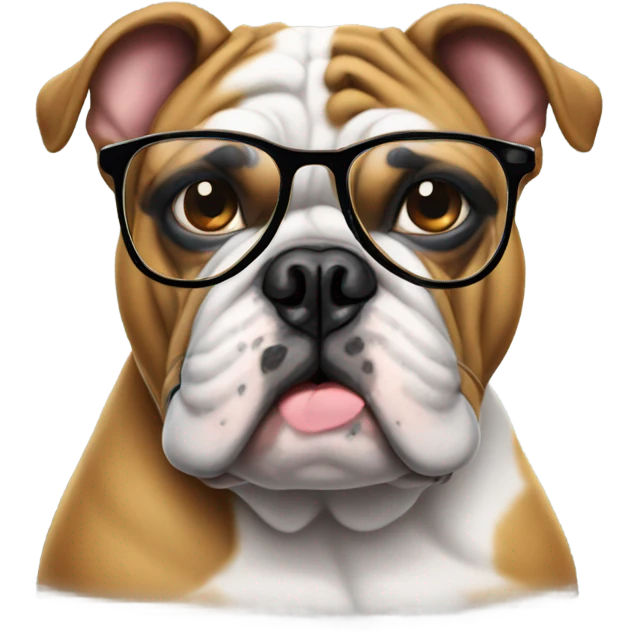 Bulldog with glasses  emoji