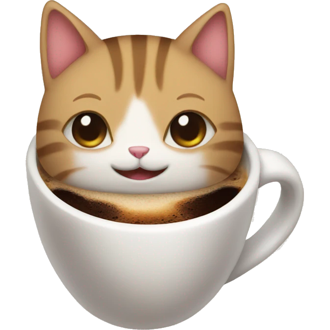 coffee with a small cute cat inside emoji