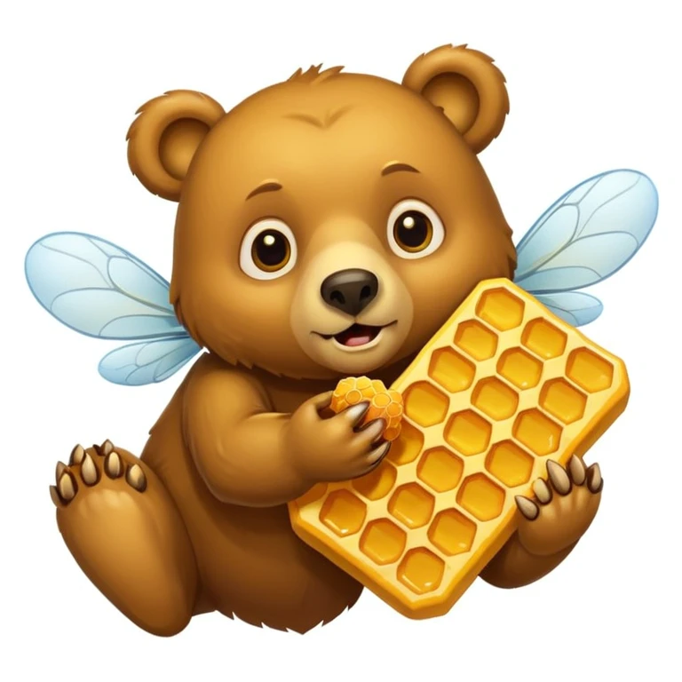 bear eating honeycomb with bees flying around emoji