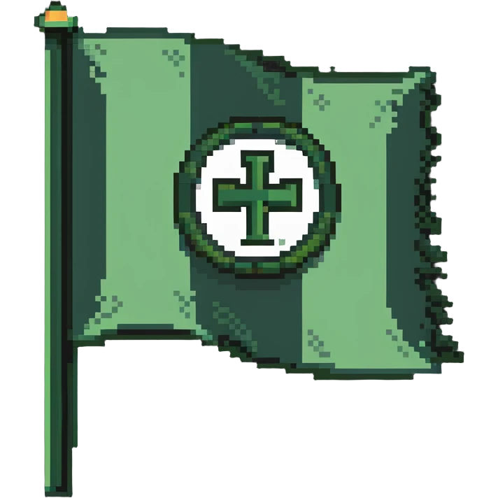 Green flag with moderator symbol, admin logo emoji