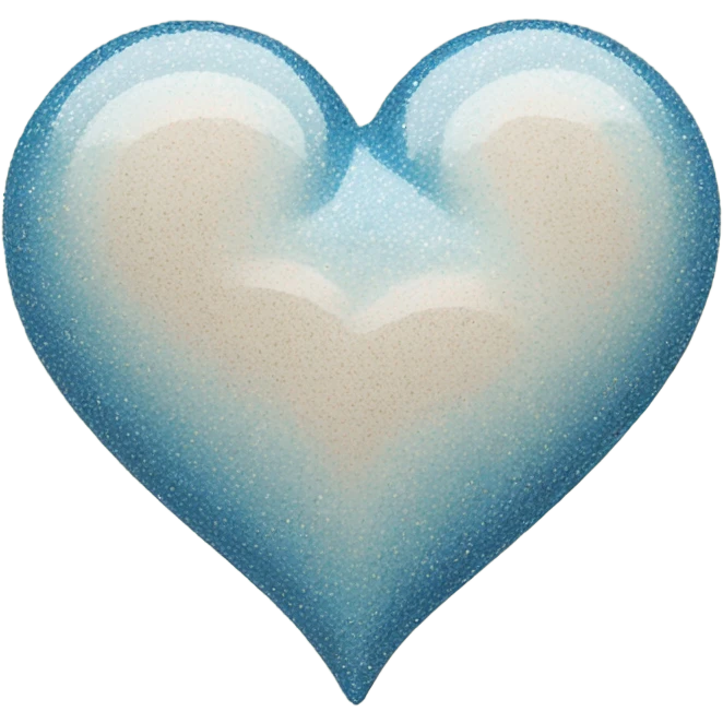 Blue cream colored glitter heart emoji