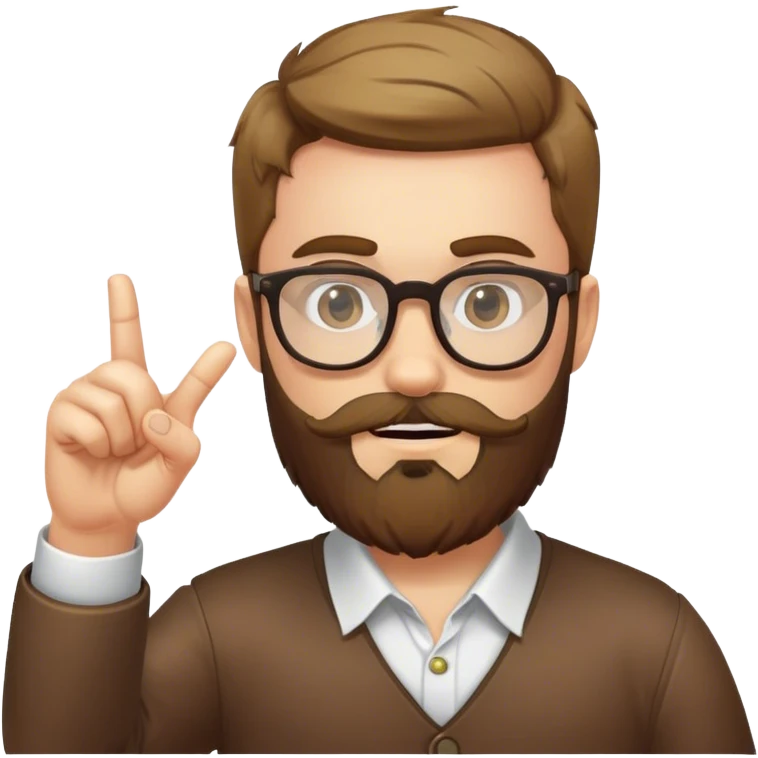 bearded boy with glasses pointing his fingers emoji