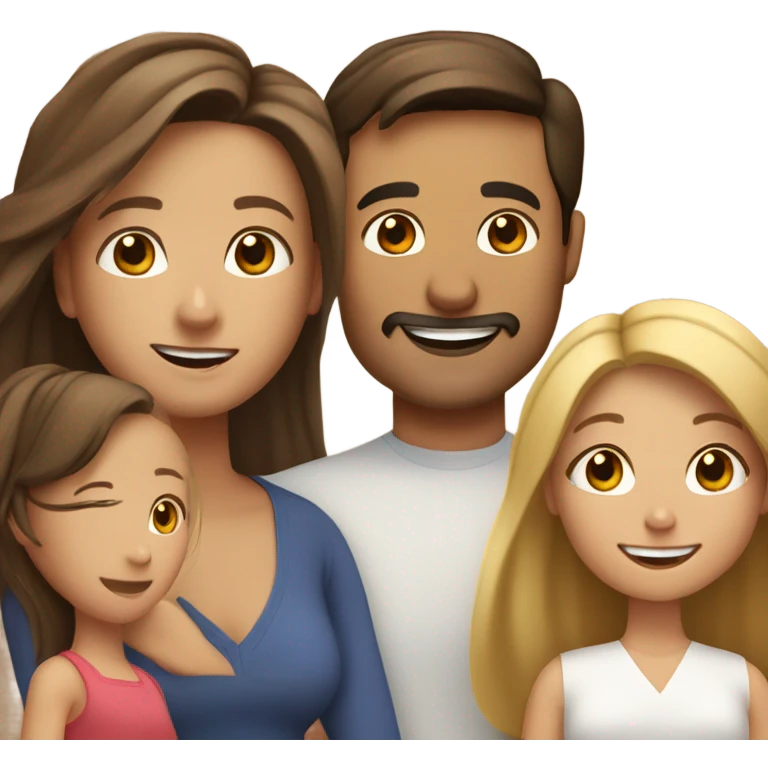 Puerto rican beard short brown hair  husband with blond long hair wife and brown long hair daughter Family  emoji