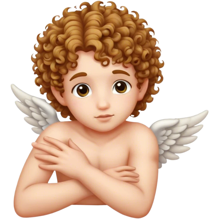 cupid with wispy and curly hair, resting head on palm of hand emoji
