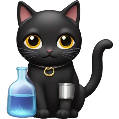 Black cat with flask on her hands emoji
