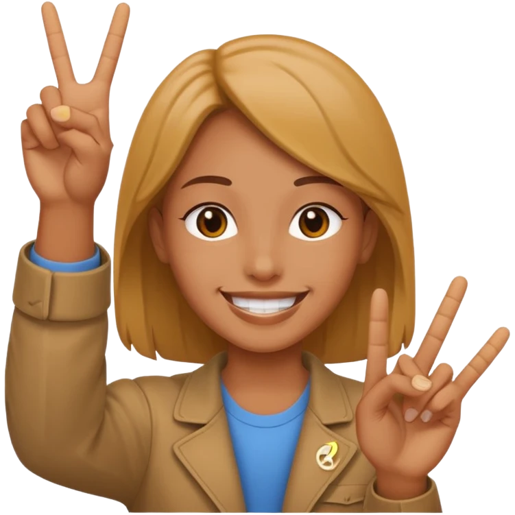 smiling with a peace sign emoji