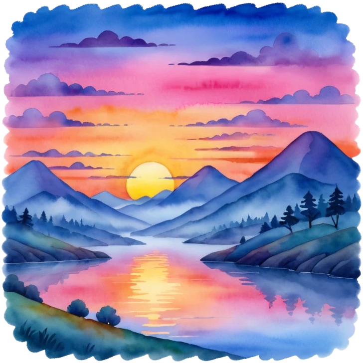 watercolor misty sunset emoji