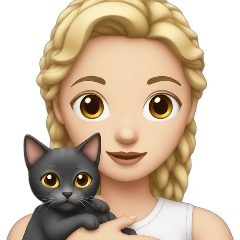 white girl holding a cat emoji