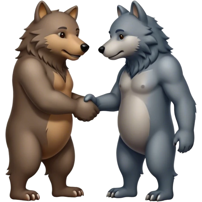 Wolf and Bear shake hands emoji