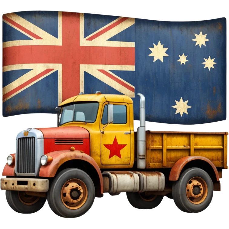 Old Mack truck with Australian flag decal emoji