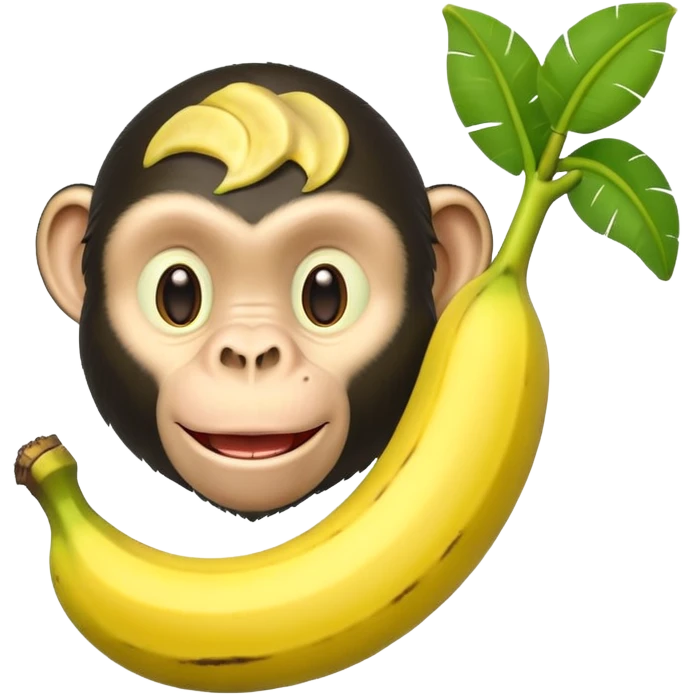 banana with a green chimpanzee head coming out of it. emoji
