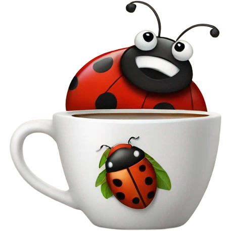Ladybug holding a coffee emoji