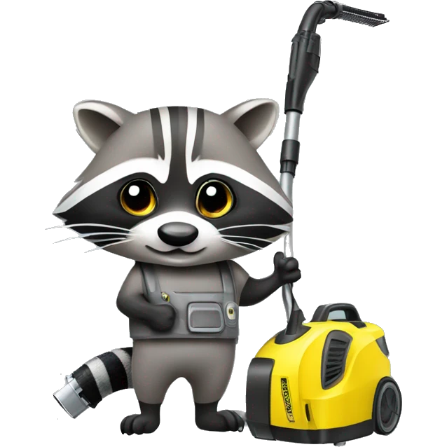raccoon with a Karcher vacuum cleaner emoji