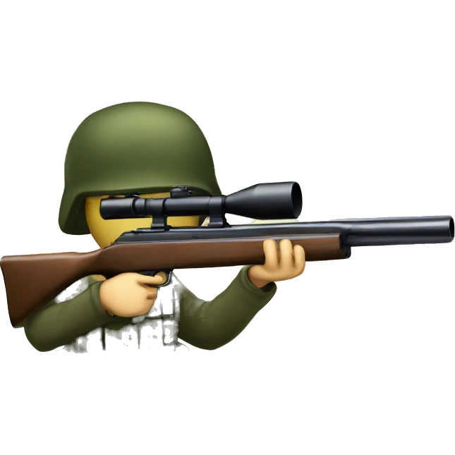 shotgun with scope held by a private on the army emoji