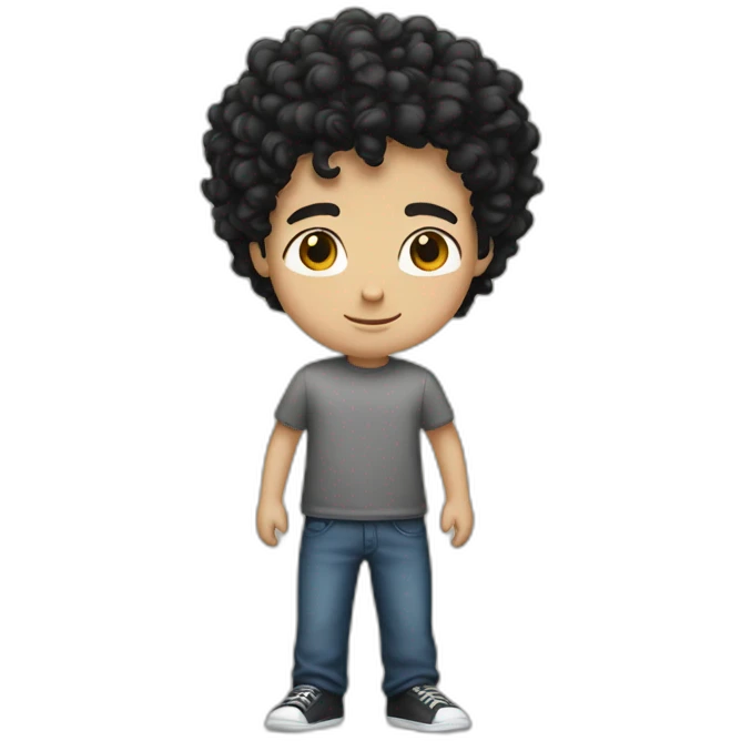 Tall white boy with curly black hair emoji