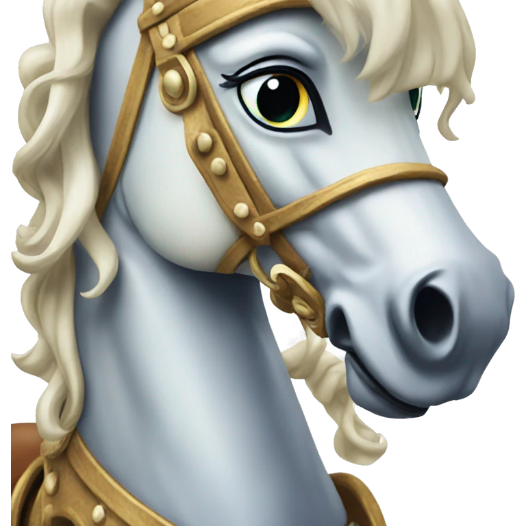 carousel horse with haunting eyes spinning emoji