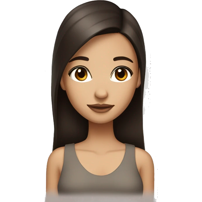 pretty girl with very dark brown straight hair and light tan skin with dark brown eyes emoji