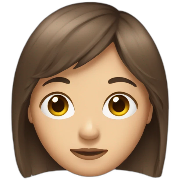 emoji with side bangs, short and brown hair emoji