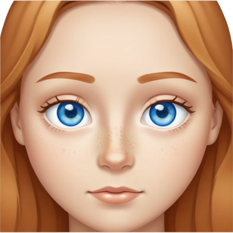 blue eyed with central heterochromia with freckles on nose and cheeks and light brown hair + normal light skin emoji