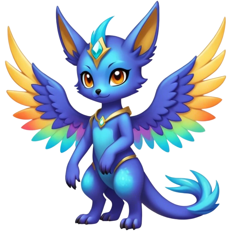 Anthro Sona Cool Edgy Cute Beautiful Colorful Shy Winged Shiny Nebula Fakemon-Fantasy-Creature Full Body emoji