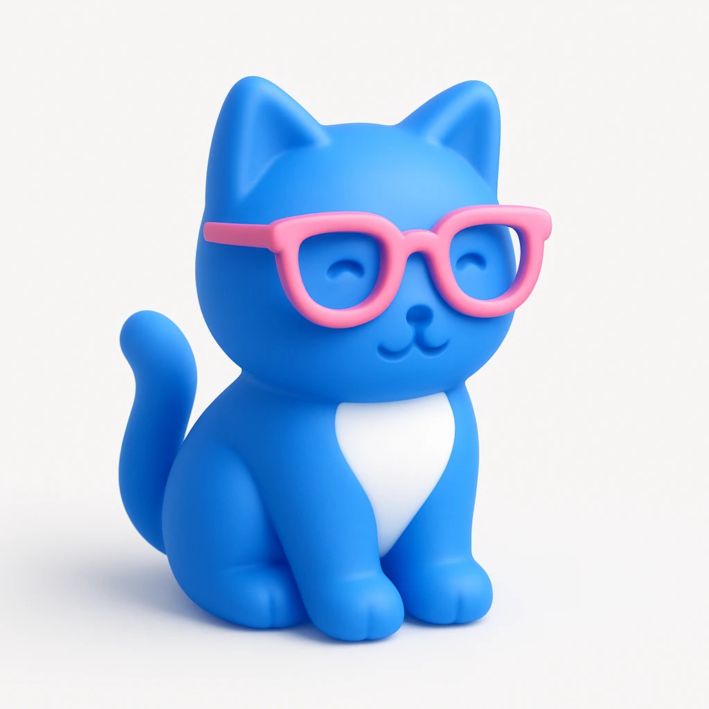 A cat with pink glasses emoji