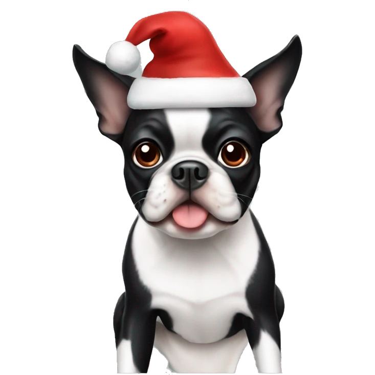 Boston terrier wearing a Santa hat  emoji