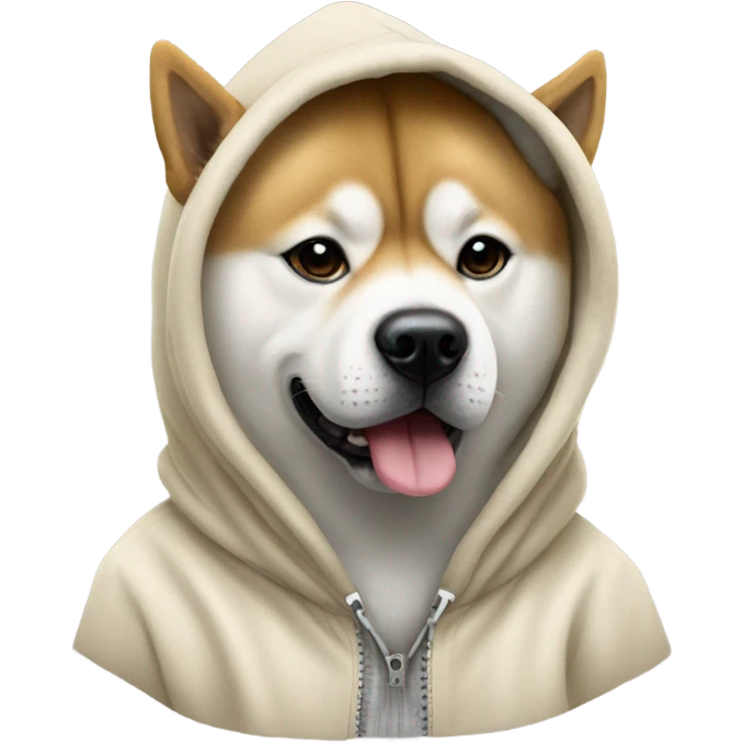 akita dog wearing a hoodie that says King on it emoji