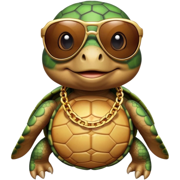 a turtle with sunglasses and a golden chain emoji