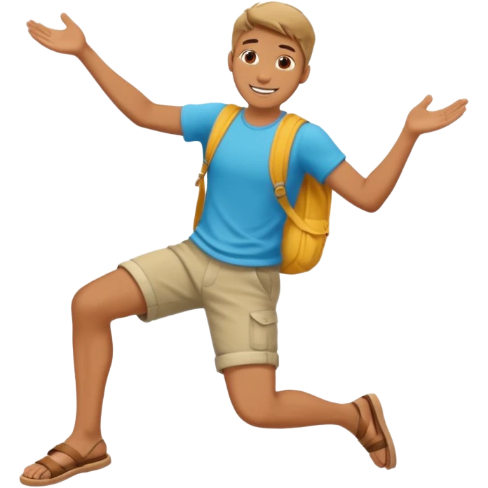 smiling guy in summer clothing  falling emoji