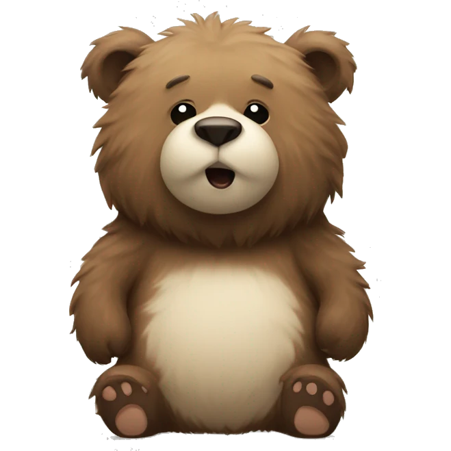 Fluffy bear with paunch emoji