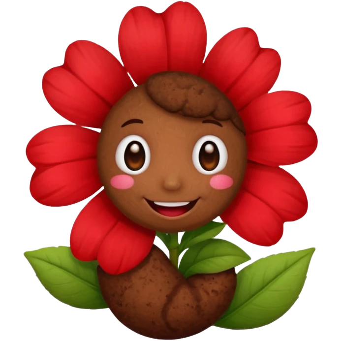 a little poop, who give a red flower emoji