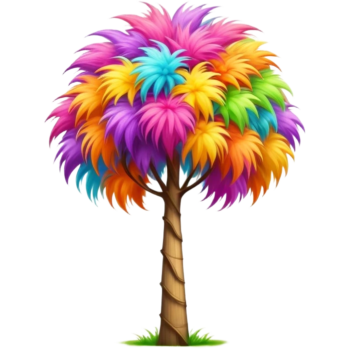 colorful fluffy Truffula tree from The Lorax with bright tuft on top and tall thin trunk emoji
