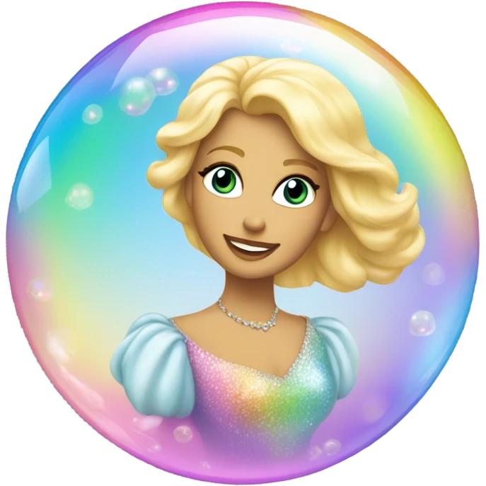 Rainbow Bubble with blonde princess reflection  emoji