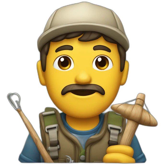 Pescador con caña y pez en la mano emoji