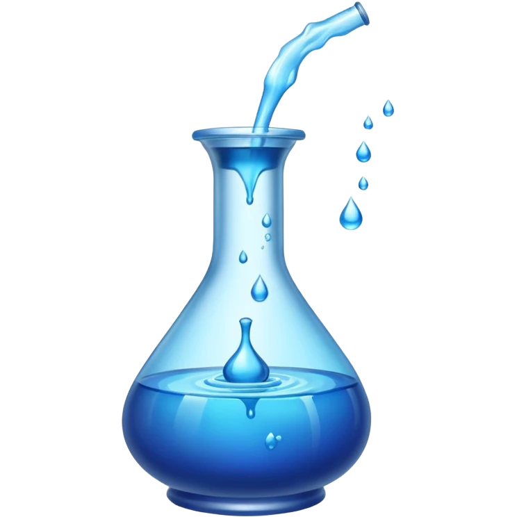 Blue potion bottle open with the liquid falling out (Upside-down with no cork and w/o handle) emoji