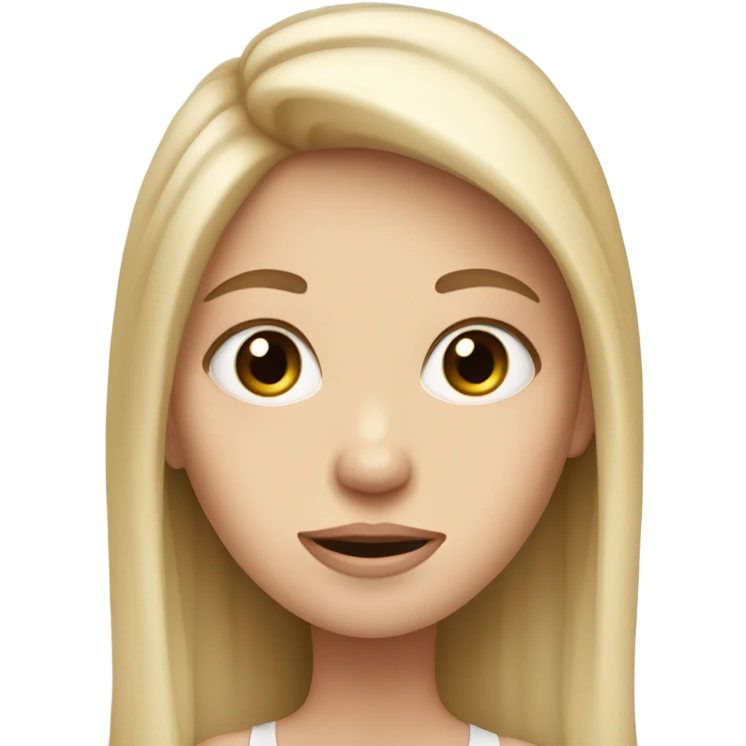 Skinny white girl with long hair with big eyes  emoji
