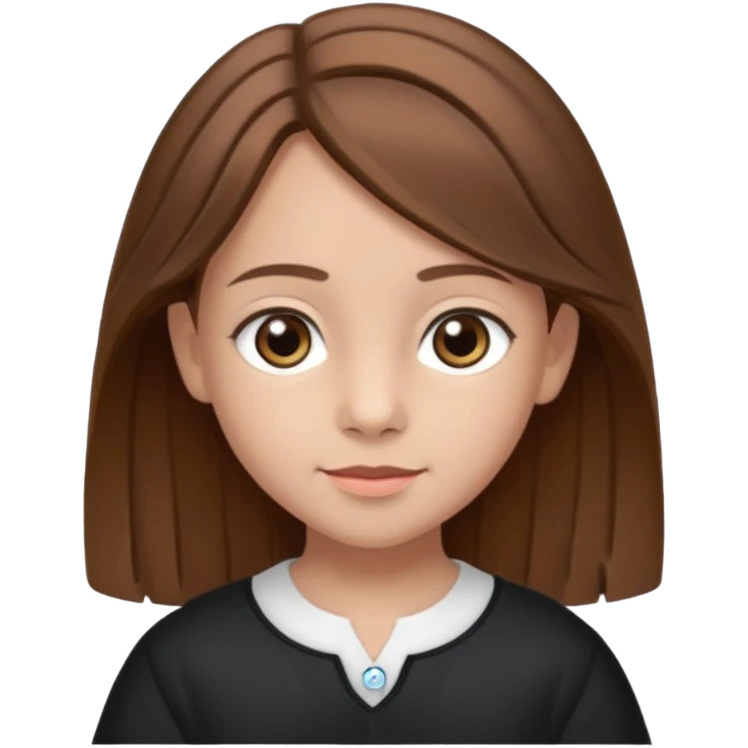 Une fille qui s’appelle Angèle aux cheveux marrons de neuf ans, qui adore les Capi, barra et aux yeux gris emoji