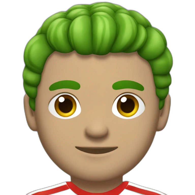 Jugador de fútbol camiseta verde y franjas roja emoji