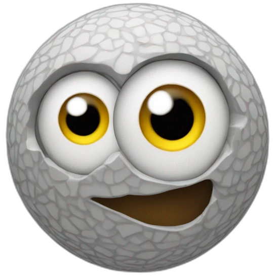 3d sphere with a cartoon underdeveloped skin texture with big childish eyes emoji