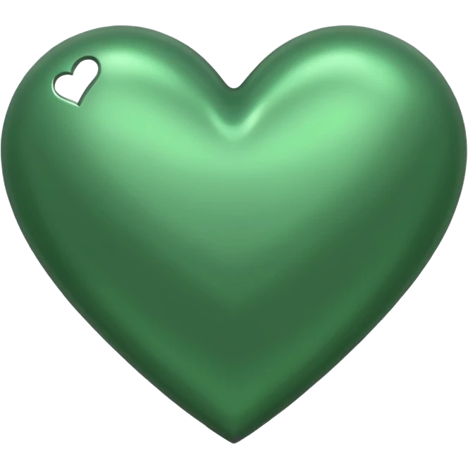 green heart with a metallic silver finish emoji