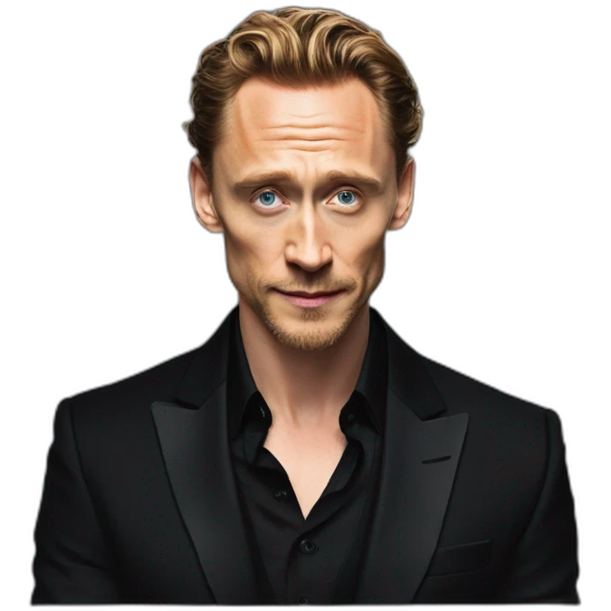 Tom hiddleston black suit an black shirt emoji