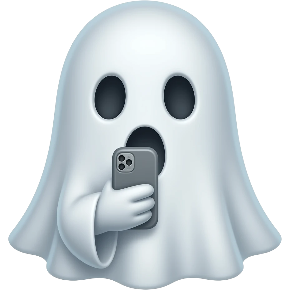 ghost with phone emoji